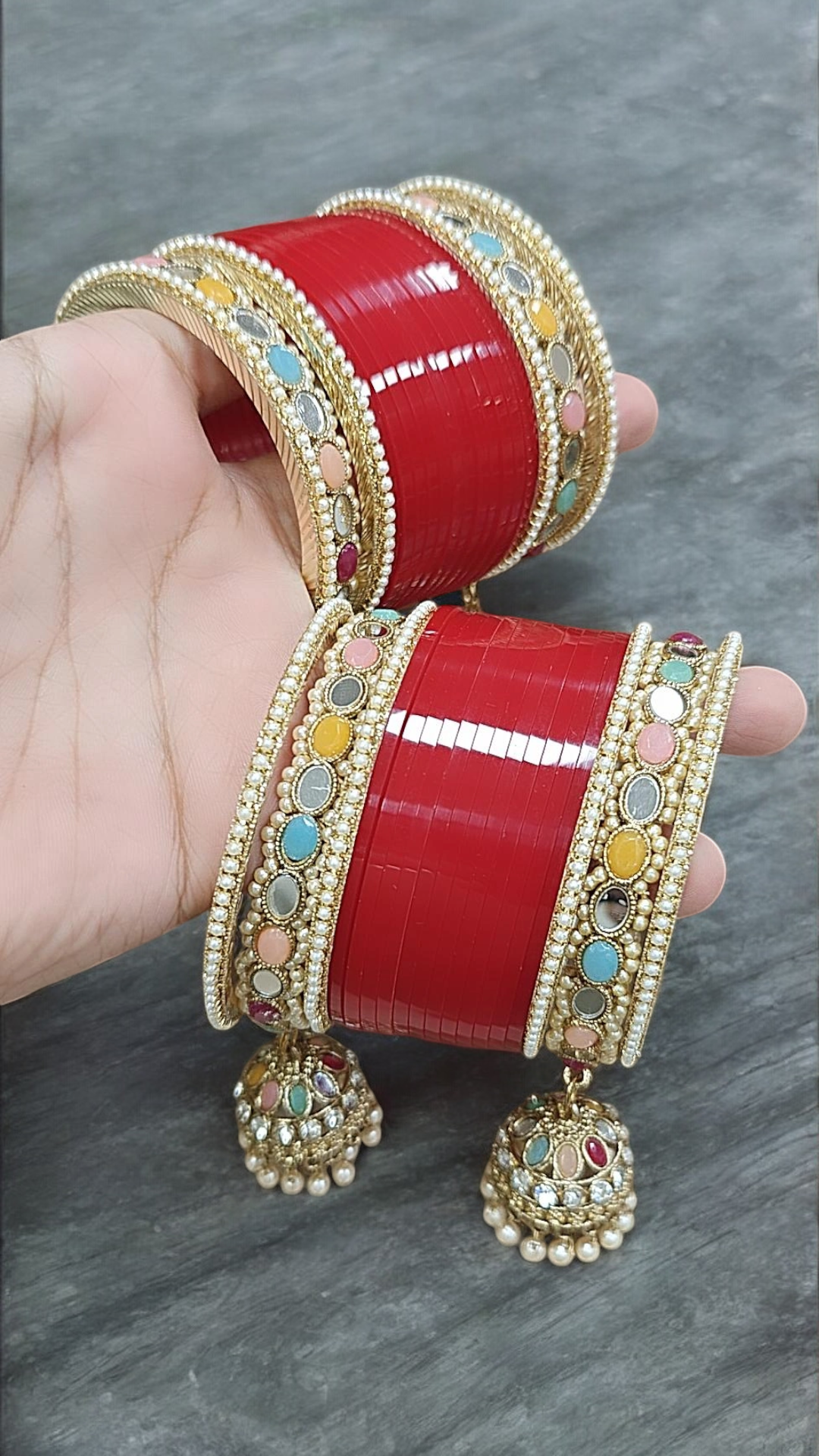 Punjabi Pearl Multi Jhumar Bridal Traditonal kundan chuda set, Wedding chooda, traditional bridal chuda, Indian choora - Libasaa.com
