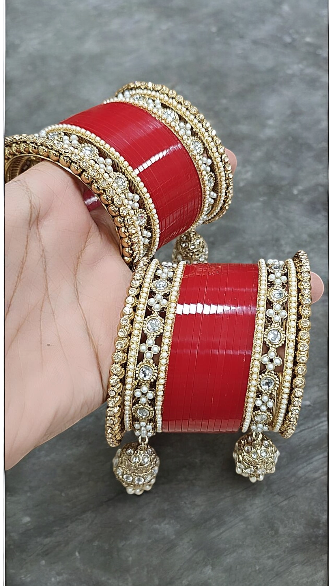 Pearl Bridal kundan Bangle Jhumki set, Punjabi Kada Set, Indian Chura. Bridal Bangle Jewellery, Wedding Kada, Indian Jewelry Set - Libasaa.com