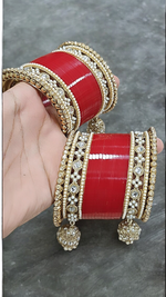 Pearl Bridal kundan Bangle Jhumki set, Punjabi Kada Set, Indian Chura. Bridal Bangle Jewellery, Wedding Kada, Indian Jewelry Set - Libasaa.com