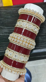 AD Asian Bridal Bangle Chura Set, Dulhan Chura Bangles, Punjabi Bridal Kadas, Punjabi Jewelry Set, Indian Kadas, Pakistani Bangles Set - Libasaa.com