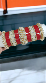 AD Asian Bridal Bangle Chura Set, Dulhan Chura Bangles, Punjabi Bridal Kadas, Punjabi Jewelry Set, Indian Kadas, Pakistani Bangles Set - Libasaa.com