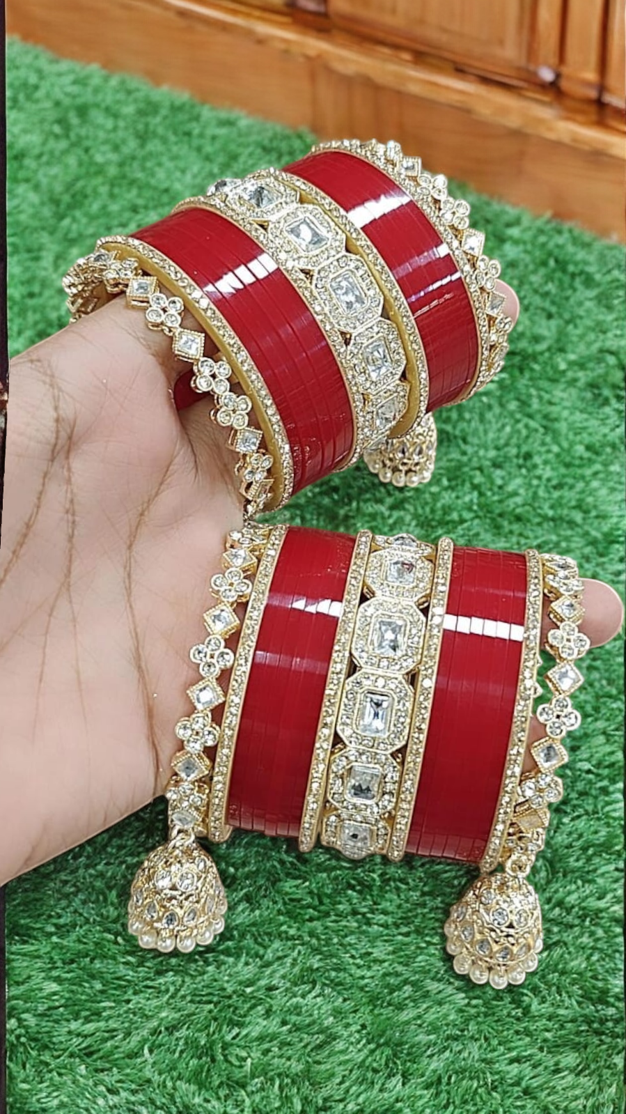 Pakistani AD Bangle Kadas CZ Jewelry Set, Paki AD jewelry, CZ bangle, AD chura, CZ Bridal Jewelry Indian AD Kadas, Indian AD Chura - Libasaa.com