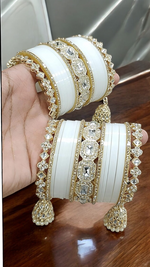 Pakistani AD Bangle Kadas CZ Jewelry Set, Paki AD jewelry, CZ bangle, AD chura, CZ Bridal Jewelry Indian AD Kadas, Indian AD Chura - Libasaa.com