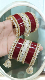 Pakistani AD Bangle Kadas CZ Jewelry Set, Paki AD jewelry, CZ bangle, AD chura, CZ Bridal Jewelry Indian AD Kadas, Indian AD Chura - Libasaa.com