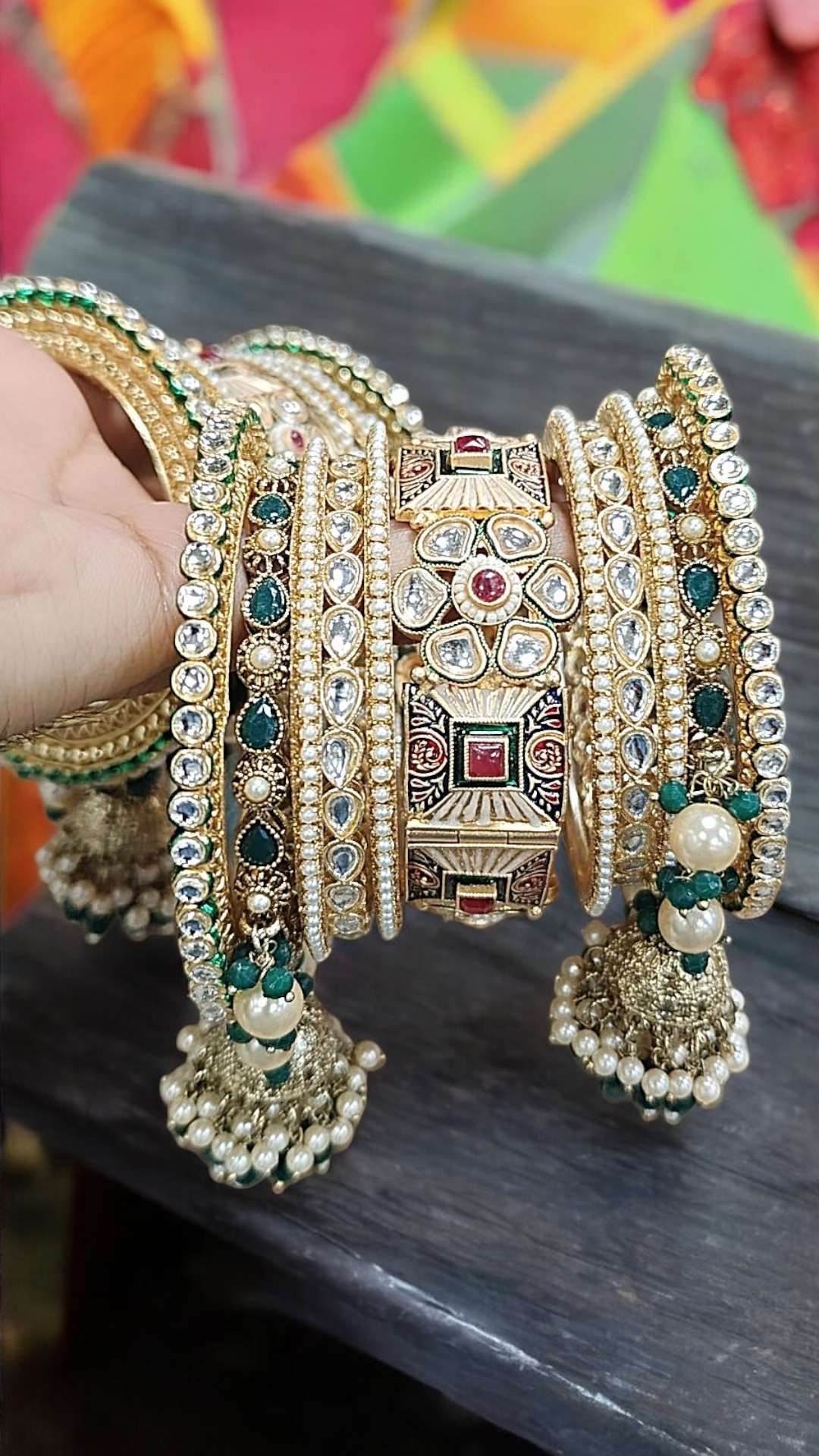 Rajsthani Rajwadi Pearl Kundan Kangan Chura Set, Rajwadi Kadas, Rajsthani Pearl Chura, Indian Rajwadi Bangle, Indian Kadas Set, Bridal Tradtional Chura Set - Libasaa.com
