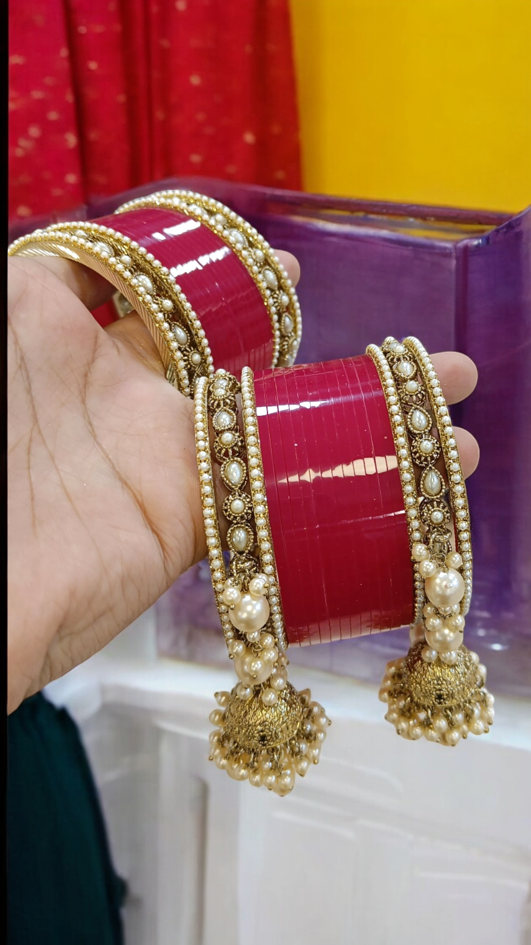 Elegant Indopak Handcrafted Bangles Chura Set, Handmade Bangles, Indian Chura Set, Red Bangles, Bridal Jewellery, Bollywood Bangles, Wedding Chura Set - Libasaa.com