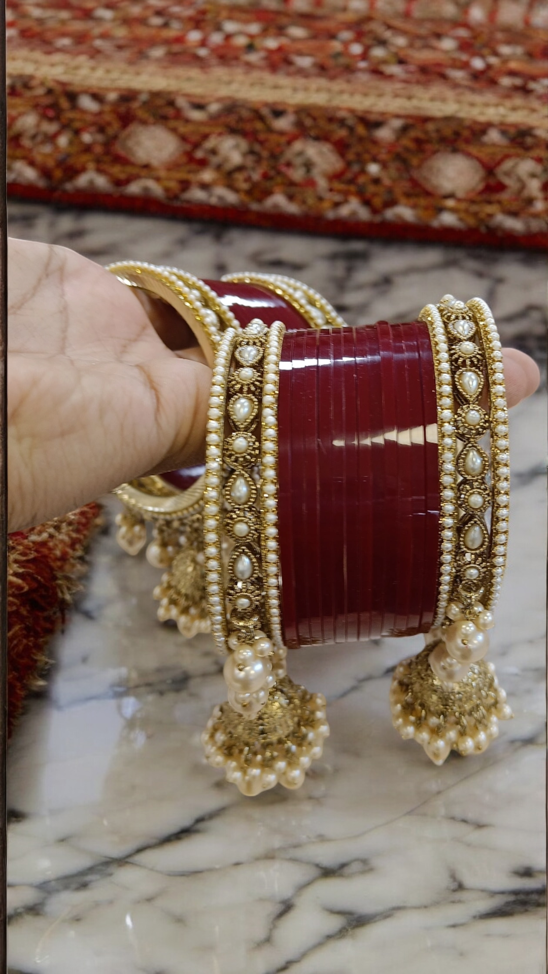Elegant Indopak Handcrafted Bangles Chura Set, Handmade Bangles, Indian Chura Set, Red Bangles, Bridal Jewellery, Bollywood Bangles, Wedding Chura Set - Libasaa.com