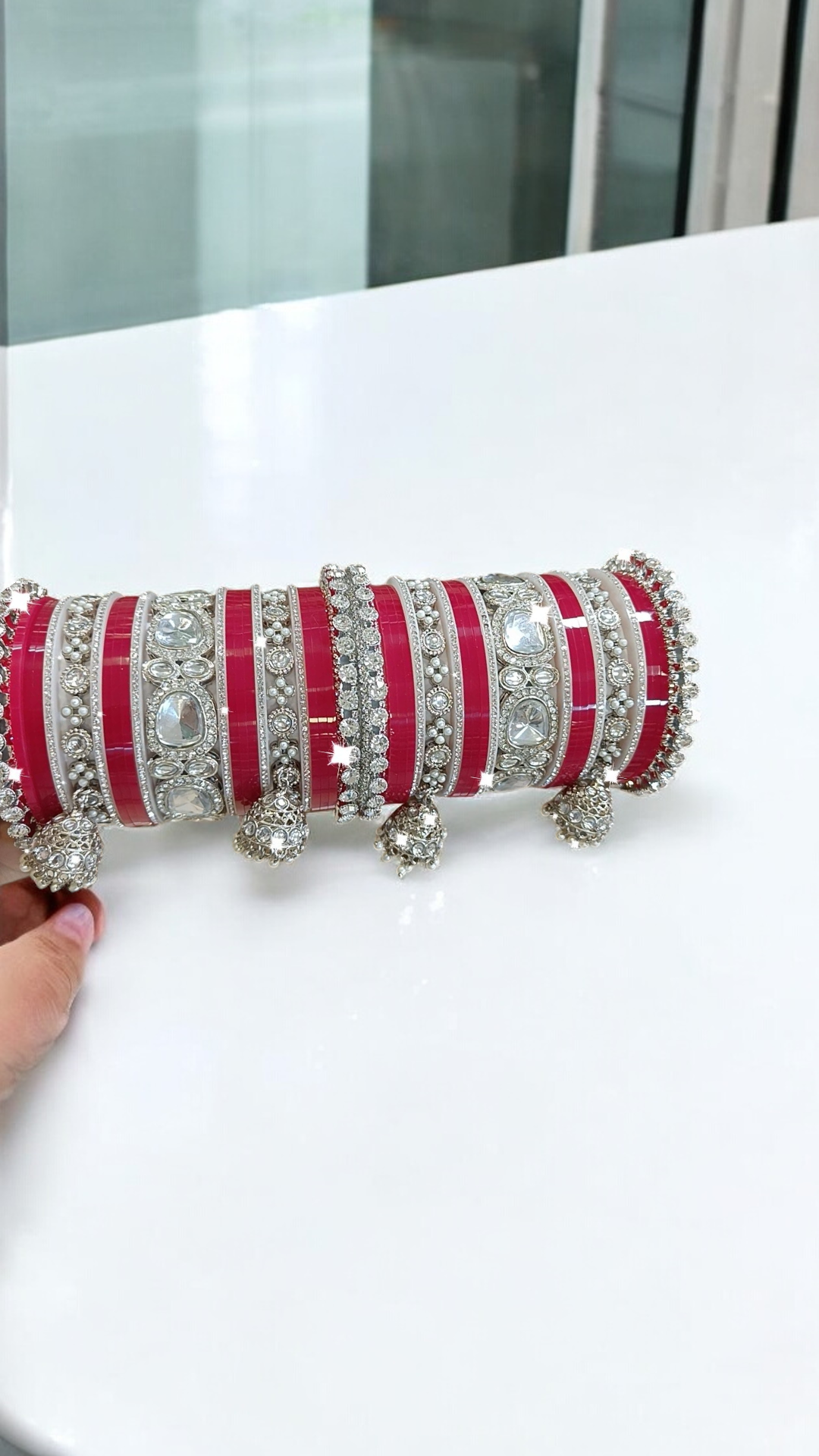 Indian Wedding AD Bangles Jewellery Set, Bridal CZ Jewelry, AD Bangles Set, AD Chura, Weddings Chooda, CZ Bollywood Special Bangles - Libasaa.com