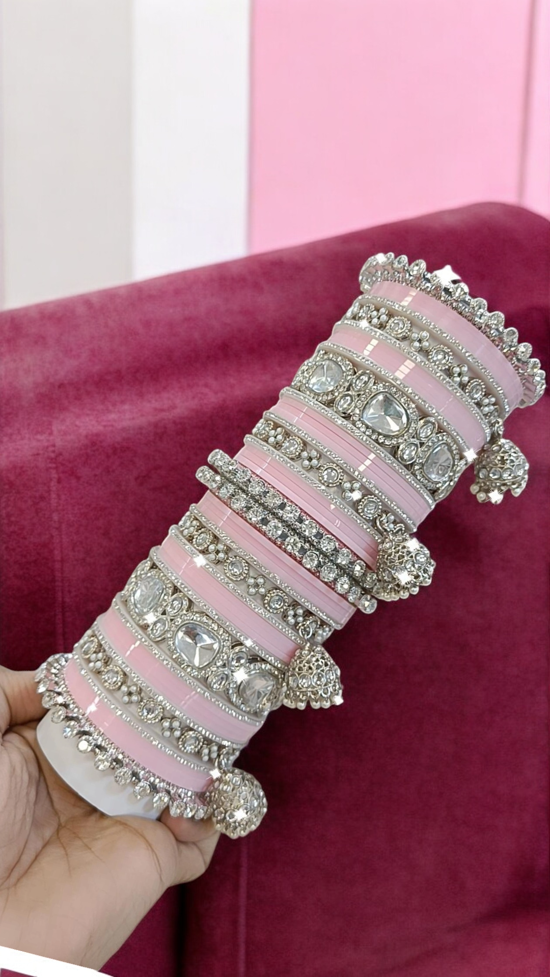 Indian Wedding AD Bangles Jewellery Set, Bridal CZ Jewelry, AD Bangles Set, AD Chura, Weddings Chooda, CZ Bollywood Special Bangles - Libasaa.com