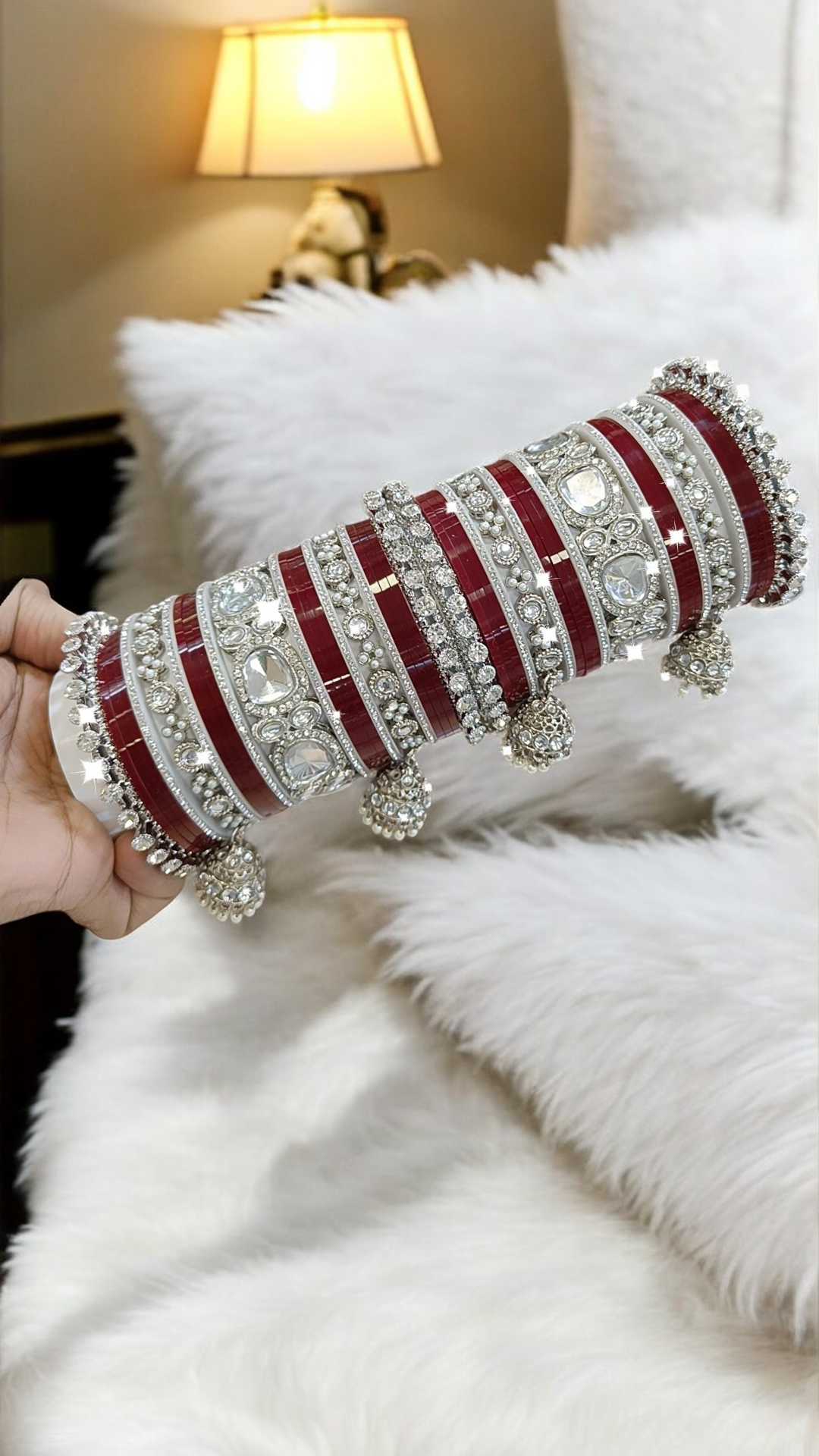 Indian Wedding AD Bangles Jewellery Set, Bridal CZ Jewelry, AD Bangles Set, AD Chura, Weddings Chooda, CZ Bollywood Special Bangles - Libasaa.com