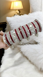 Indian Wedding AD Bangles Jewellery Set, Bridal CZ Jewelry, AD Bangles Set, AD Chura, Weddings Chooda, CZ Bollywood Special Bangles - Libasaa.com