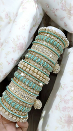 Pearl Bridal Bangle Chura Set, Bridal Chura, Wedding bangle set, Indian jewelry gift, Bridal bangles, Kundan Jewelry - Libasaa.com