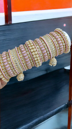 Pearl Bridal Bangle Chura Set, Bridal Chura, Wedding bangle set, Indian jewelry gift, Bridal bangles, Kundan Jewelry - Libasaa.com