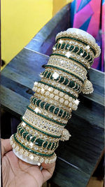 Pearl Bridal Bangle Chura Set, Bridal Chura, Wedding bangle set, Indian jewelry gift, Bridal bangles, Kundan Jewelry - Libasaa.com