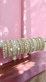 Pearl Bridal Bangle Chura Set, Bridal Chura, Wedding bangle set, Indian jewelry gift, Bridal bangles, Kundan Jewelry - Libasaa.com