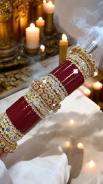 High Quality AD Bangles Cz Chooda Set, Indian AD Bangle, Red Bangles, Cz bangles, AD Bridal Jewelry, Bangles Set - Libasaa.com