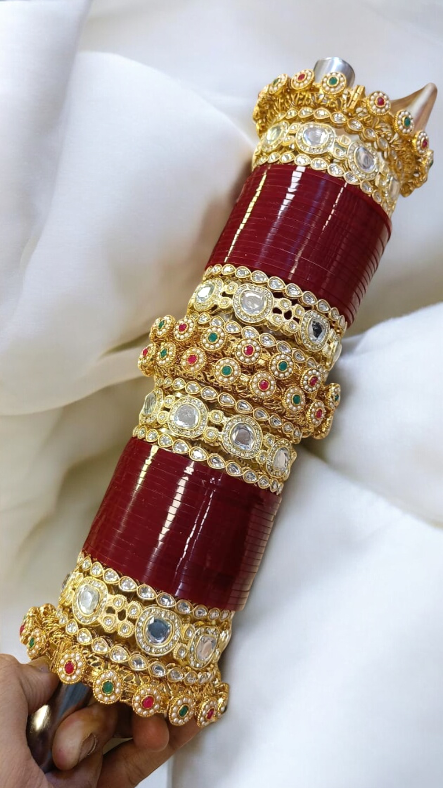 High Quality AD Bangles Cz Chooda Set, Indian AD Bangle, Red Bangles, Cz bangles, AD Bridal Jewelry, Bangles Set - Libasaa.com