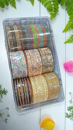 Multi Stone Indian Bangles Combo Box Set, Bridal Bangle Set, Pakistani Bangles, Zari Bangle Set for Women