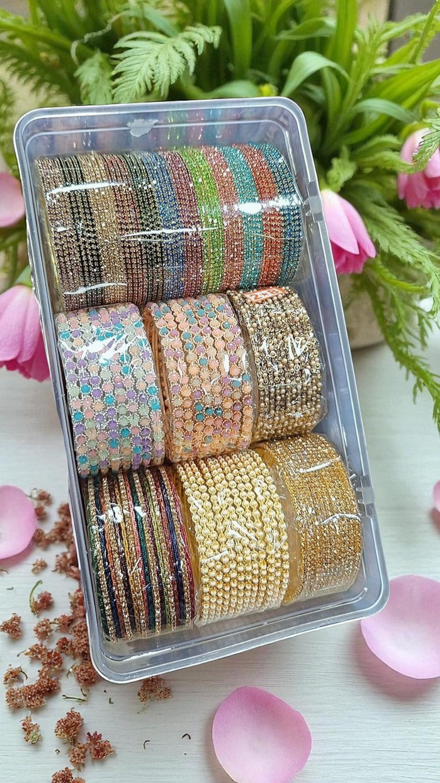 Multi Stone Indian Bangles Combo Box Set, Bridal Bangle Set, Pakistani Bangles, Zari Bangle Set for Women