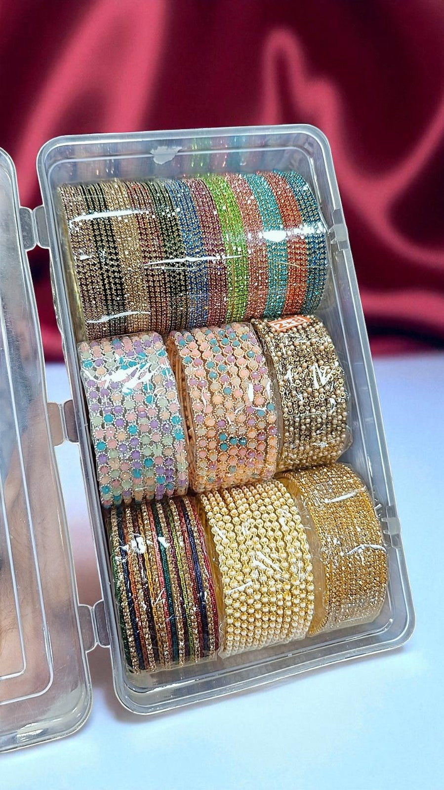 Multi Stone Indian Bangles Combo Box Set, Bridal Bangle Set, Pakistani Bangles, Zari Bangle Set for Women