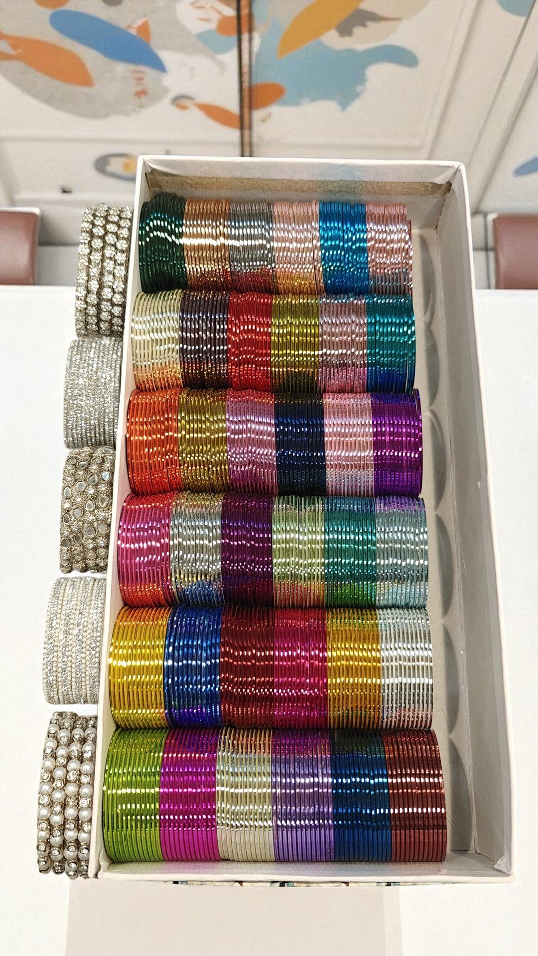 Kashmiri Bangles Combo Box Set, Indian Bridal Bangle Set, Zari Bangles, Pakistani Bangles, Multi Stone Indian Jewelry Set