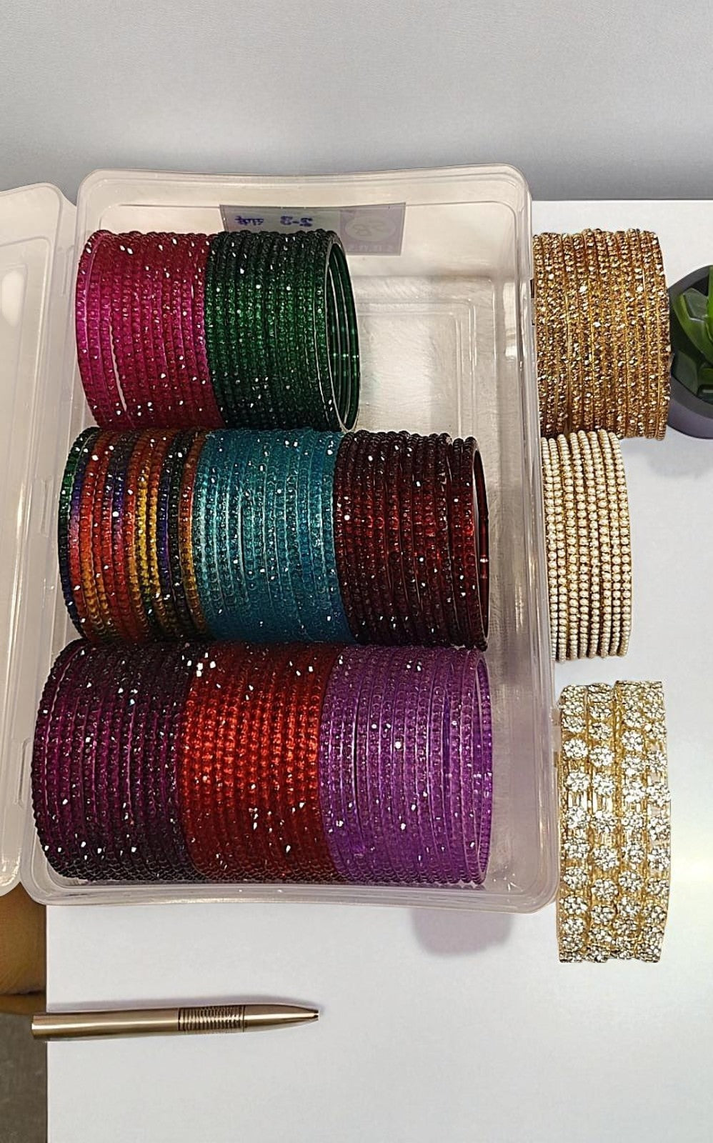 Sparkle Bangles Combo Box Indian Bridal Bangles Set, Zari & Metal Bangles, Pakistani Jewelry Gift Set