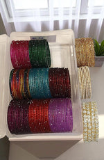 Sparkle Bangles Combo Box Indian Bridal Bangles Set, Zari & Metal Bangles, Pakistani Jewelry Gift Set