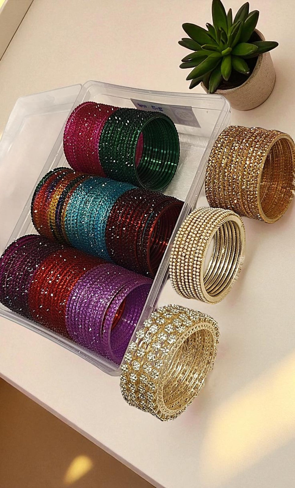 Sparkle Bangles Combo Box Indian Bridal Bangles Set, Zari & Metal Bangles, Pakistani Jewelry Gift Set
