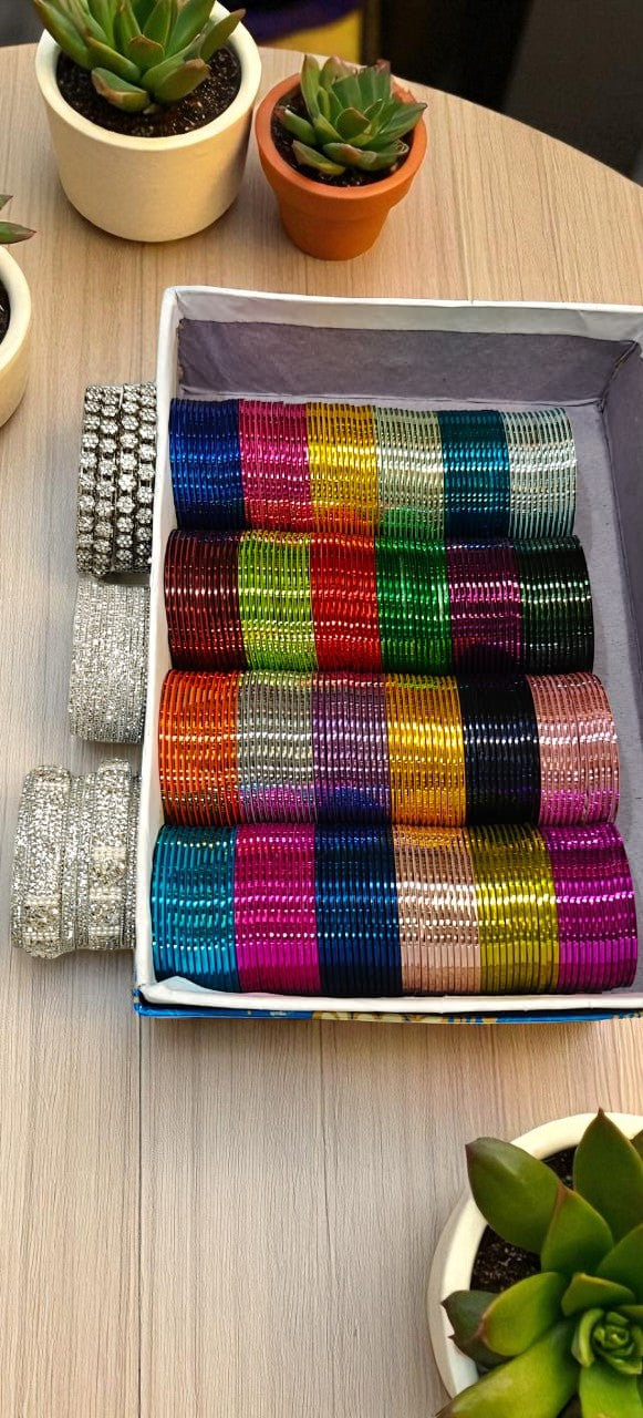 Water Combo BoxIndian Bangles Set, Ocean Blue Zari Bangles, Bridal & Pakistani Jewelry Combo