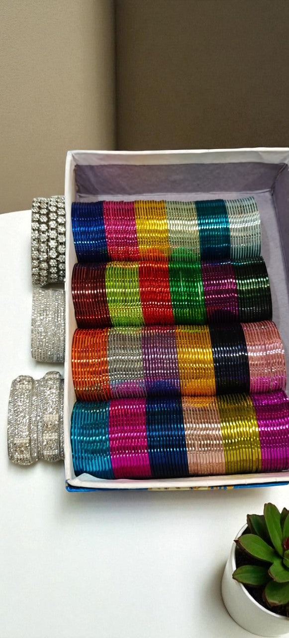 Water Combo BoxIndian Bangles Set, Ocean Blue Zari Bangles, Bridal & Pakistani Jewelry Combo