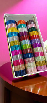 Glossy Bangles 36 Dozen Combo – Indian Wedding Bangle Set, Traditional Bridal Bangles, Pakistani Jewelry Box