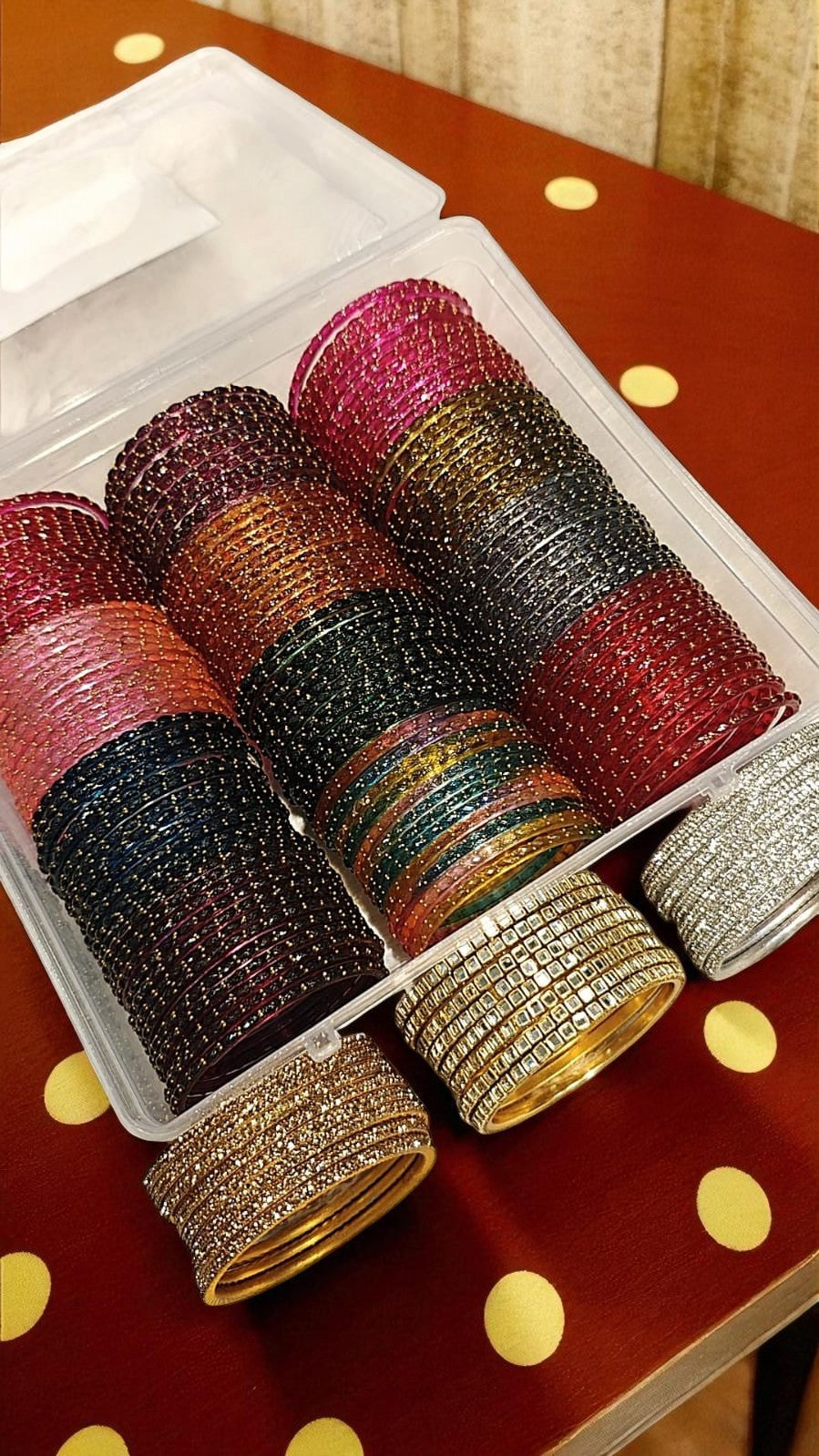 ASMA GLASS COMBO BOX Traditional Indian Glass Bangles Set, Bridal