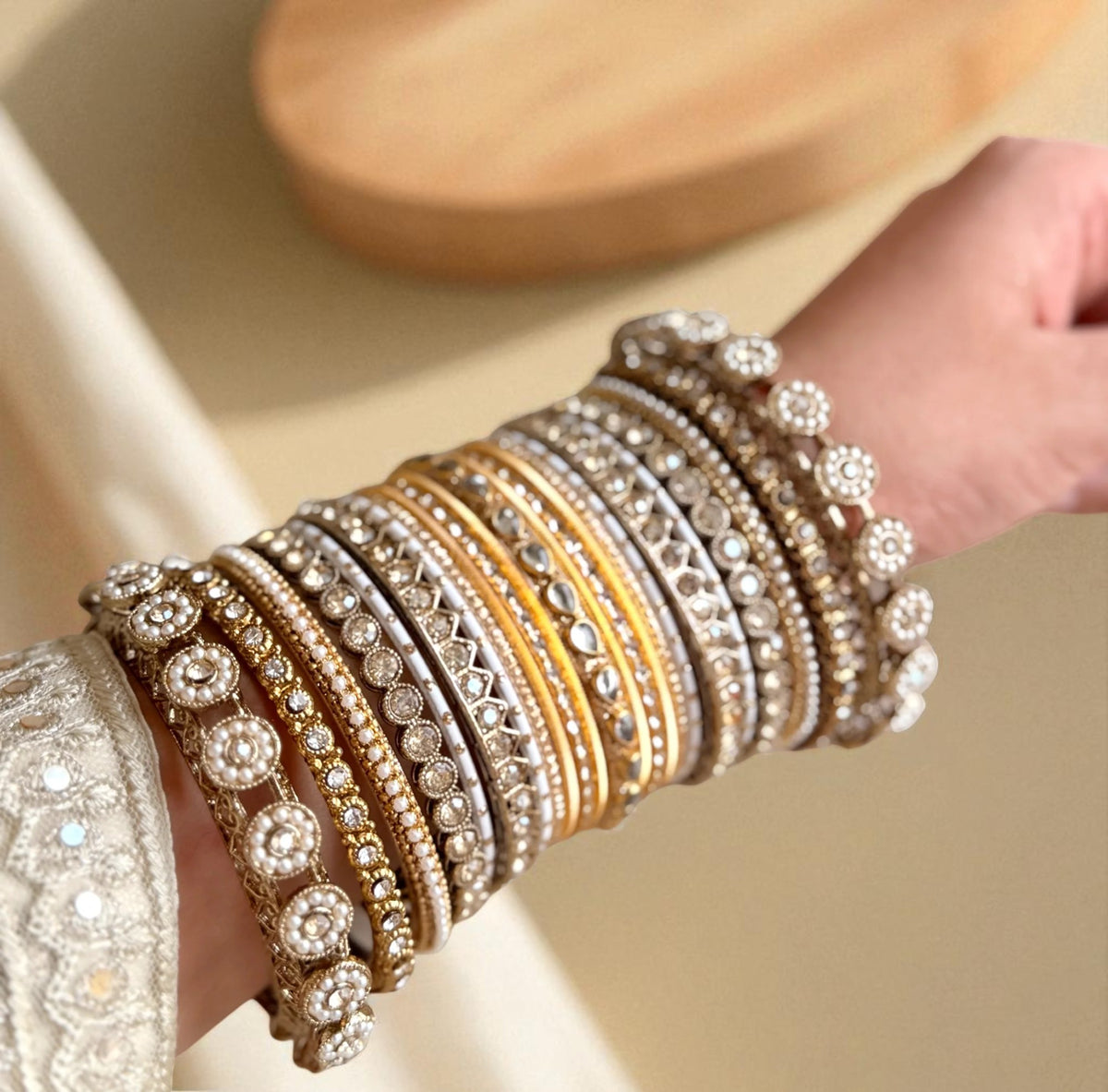 Traditional Style Bangle set for two hands Bridal Wedding Bangles, Ethnic Jewelry, Festive Wear - Libasaa.com