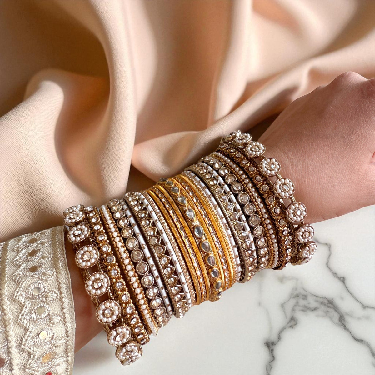 Traditional Style Bangle set for two hands Bridal Wedding Bangles, Ethnic Jewelry, Festive Wear - Libasaa.com
