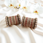 Traditional Red-Green Style Bangle Set for Two Hands By Libasaa - Libasaa.com