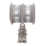 Silver Jhumki Bridal Bangle Set Indian Wedding Bangles, Traditional Bridal Jewelry, Ethnic Bangle Combo for Women - Libasaa.com