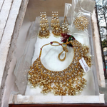 Bollywood Inspired Pearl Kundan Choker Jhumki Ring Maantika Set, Choker Set, Indian Jhumki Set, BridalRing, Indian Bridal Maantika Set - Libasaa.com