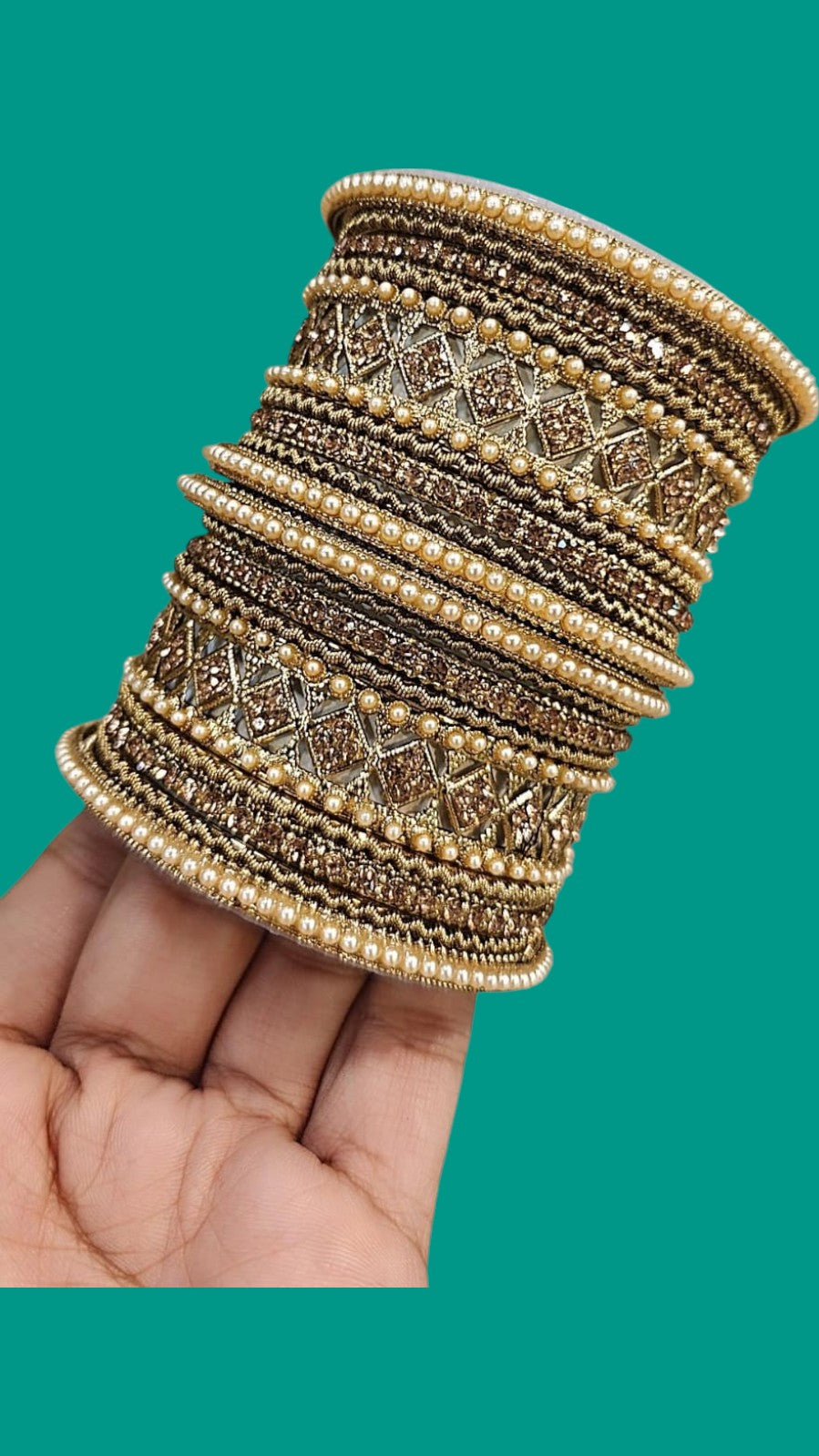 Luxury Gold & Copper Finish Bangles – Stylish Traditional Set