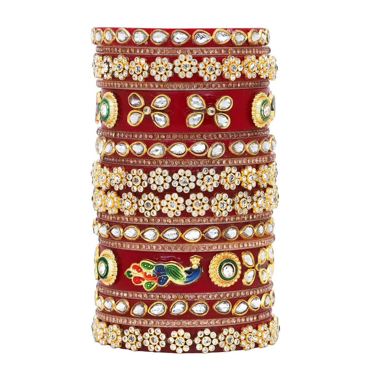 Rajwadi Chura with Pearl Kada | Traditional Indian Bridal Bangles - Libasaa.com