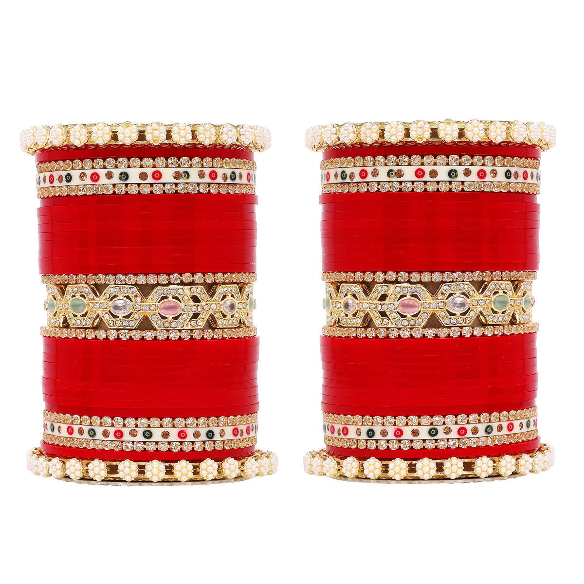 Bridal Chura with Pastel Colours & Kada | Punjabi Wedding Bangles Set - Libasaa.com
