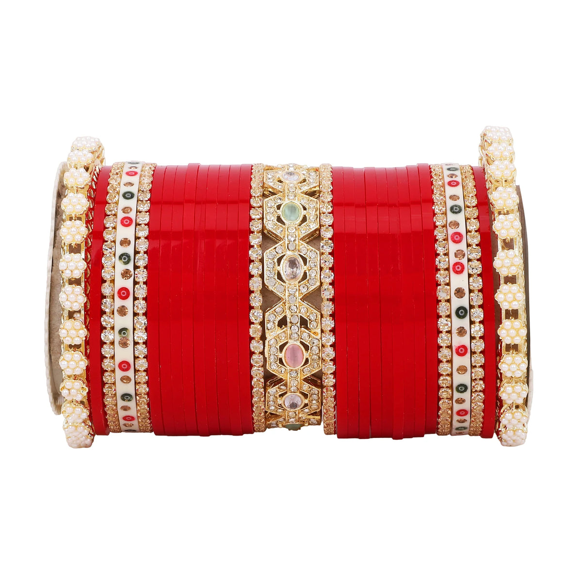 Bridal Chura with Pastel Colours & Kada | Punjabi Wedding Bangles Set - Libasaa.com