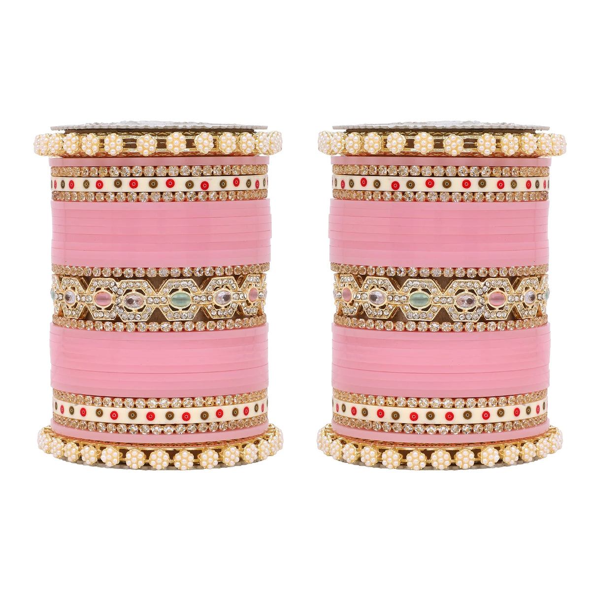 Bridal Chura with Pastel Colours & Kada | Punjabi Wedding Bangles Set - Libasaa.com
