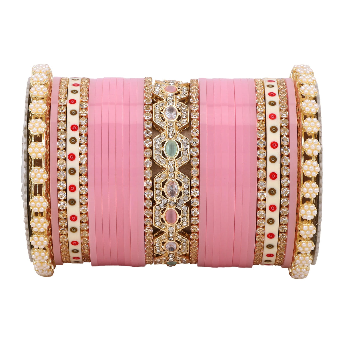 Bridal Chura with Pastel Colours & Kada | Punjabi Wedding Bangles Set - Libasaa.com