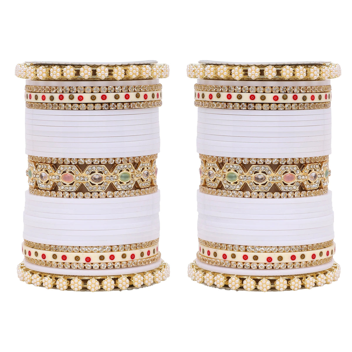 Bridal Chura with Pastel Colours & Kada | Punjabi Wedding Bangles Set - Libasaa.com
