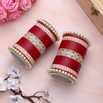 Bridal Chura with Pastel Colours & Kada | Punjabi Wedding Bangles Set - Libasaa.com