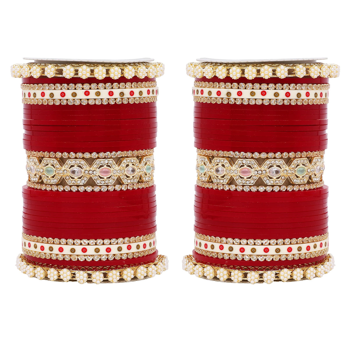 Bridal Chura with Pastel Colours & Kada | Punjabi Wedding Bangles Set - Libasaa.com