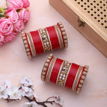 Bridal Chura with Pastel Colours & Kundan Elephant Kada | Punjabi Wedding Bangles Set | Indian Bridal Jewelry - Libasaa.com