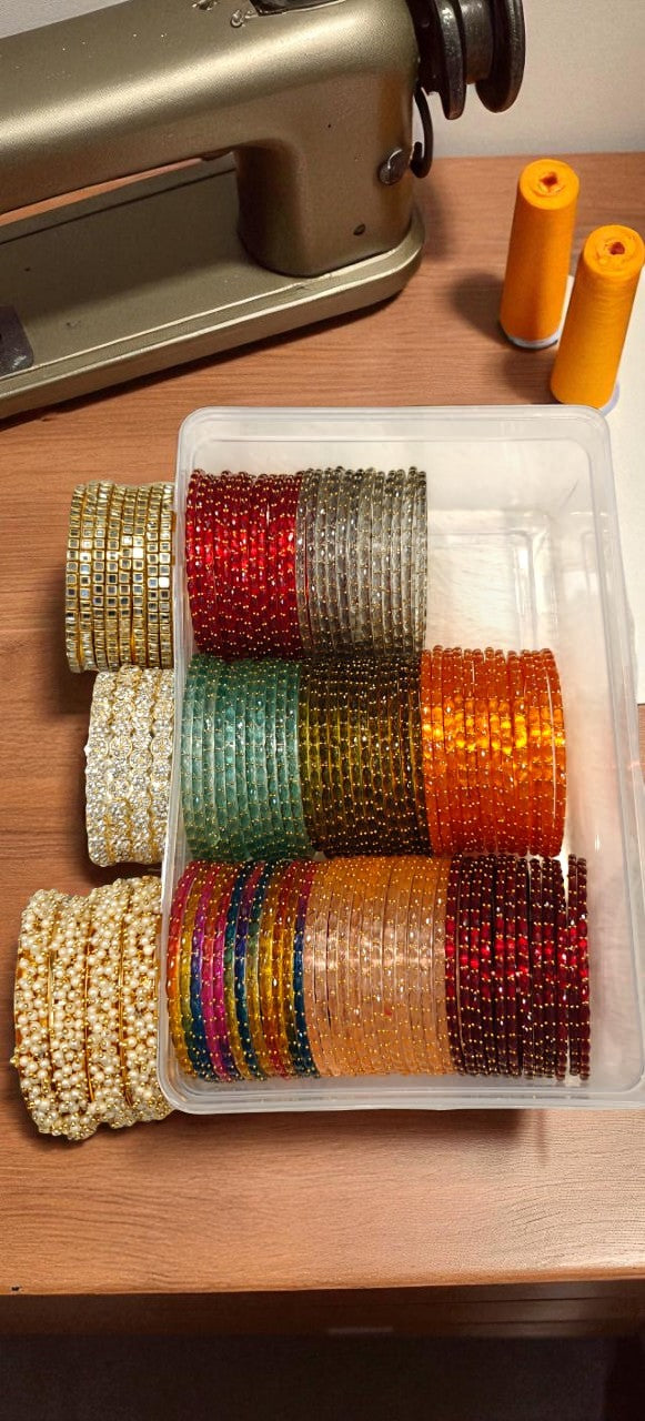 National Glass Bangles Set Combo Box for Festivals & Daily WearIndian Glass Bangles Set, Bridal Bangle Combo, Wedding & Festive Jewelry Box