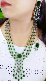 Indian Handmade CZ Bridal Necklace Earrings, Bollywood AD Jewelry Set, Indian AD Jewelry, Wedding CZ Necklace. CZ Earring, Pakistani AD Jewelry - Libasaa.com