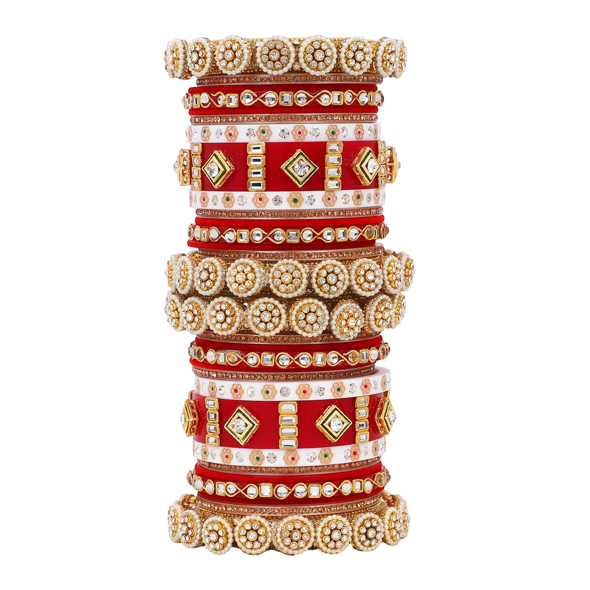 Traditional Rajwadi Chura with Pacheli Kada | Rajasthani Bridal Bangles Set | Indian Wedding Jewelry - Libasaa.com